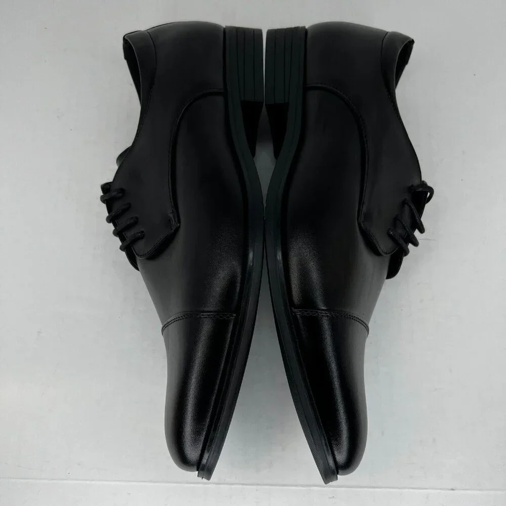 Van Heusen Mens TRKW Black Oxford Leather Almond Toe Size 10.5W Dress Shoes